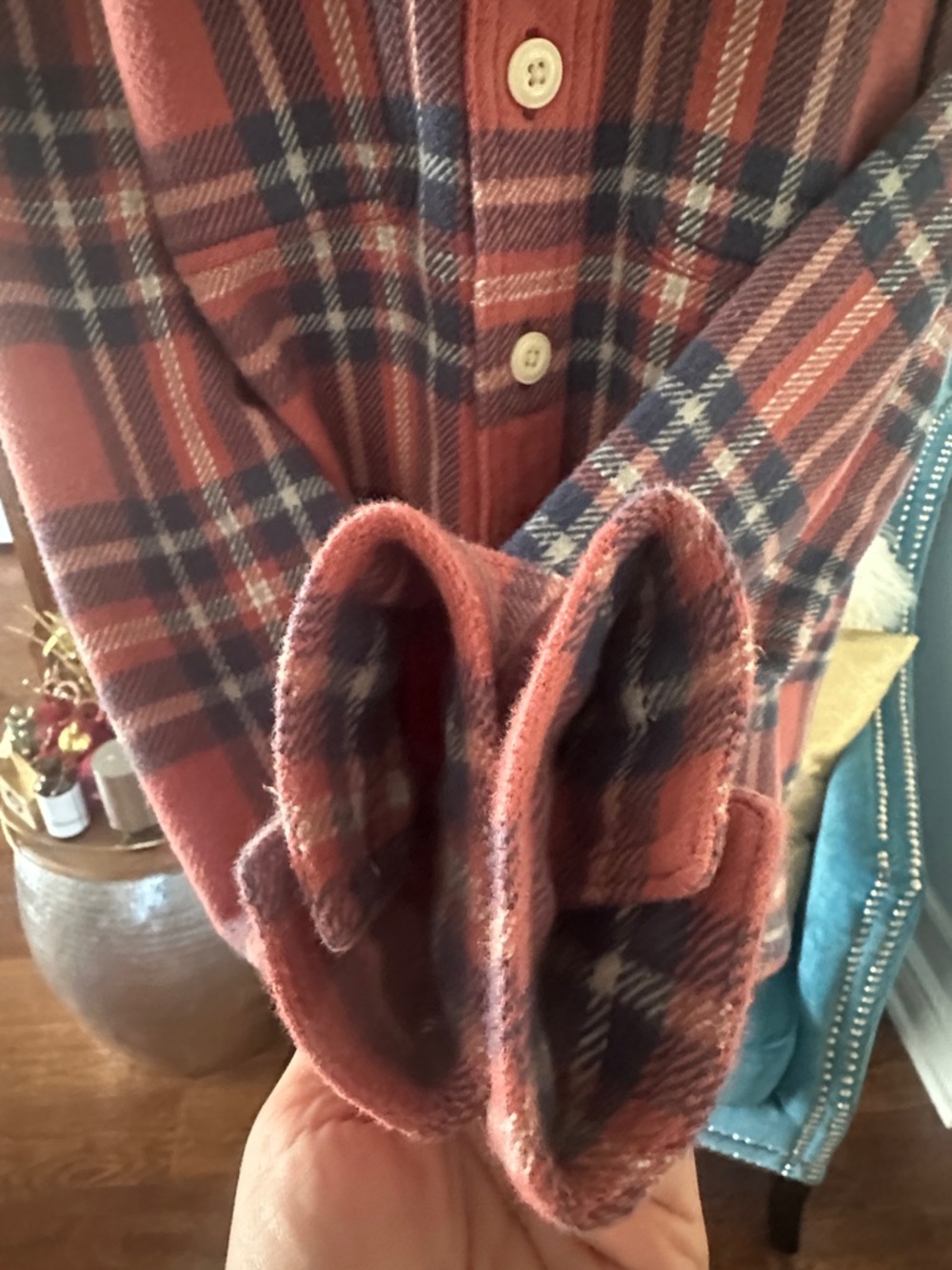 American Eagle Outfitters Pink and Blue Plaid Button-Up Shirt - Picture 5 of 9